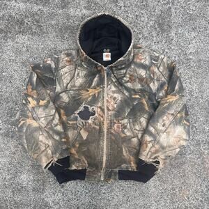 Carhartt Camo Jacket Men’s Xl Vintage Workwear Hunting Canvas Coat Quilt Zip Up